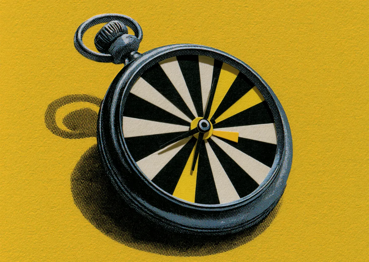 A dartboard with darts clustered near the center