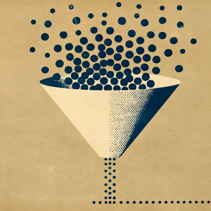 A funnel drawing scattered dots down to a single converging point