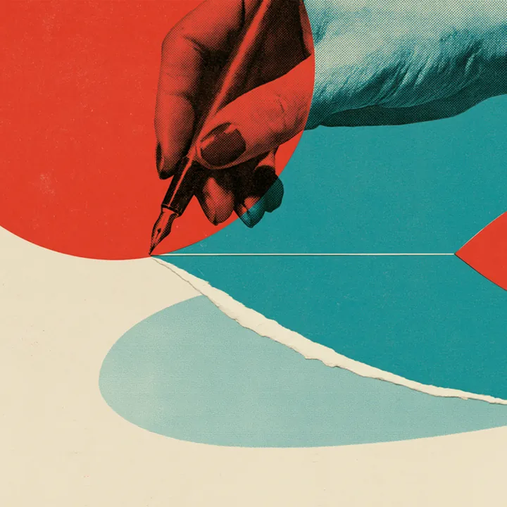 A hand drawing a line
